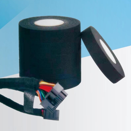 Low VOC flannelette adhesive tape for automotive wiring